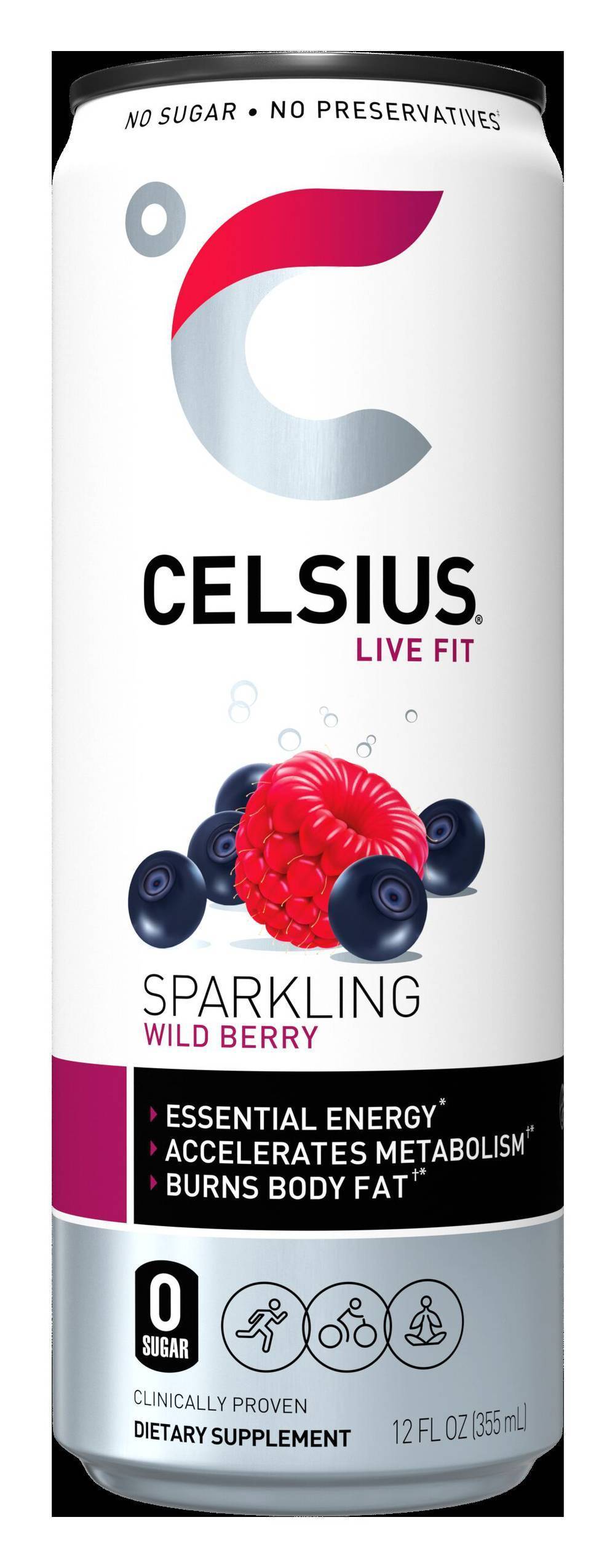 Celsius Sparkling Energy Drink, Wild Berry (12 fl oz)