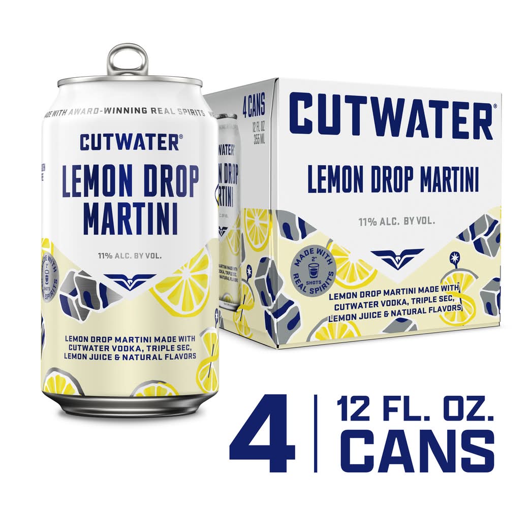 Cutwater Spirits Martini Cocktails, Lemon Drop (4 x 12 fl oz)