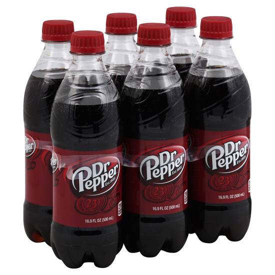 Order Dr Pepper Soda Bottles (16.9 oz x 6 ct) food online from Rite Aid store, Shawnee on bringmethat.com