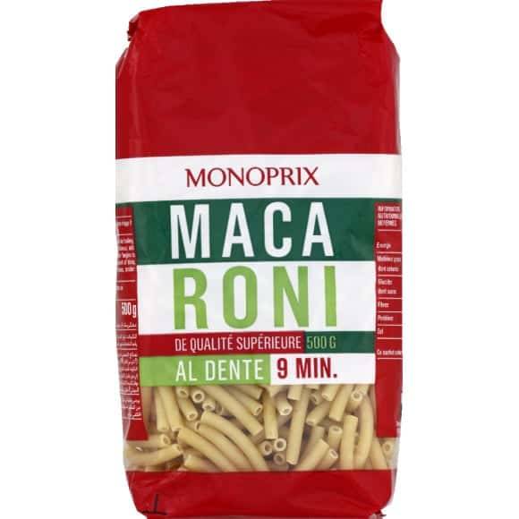 Monoprix Macaroni, De Qualité Supérieure Le Sachet De 500G