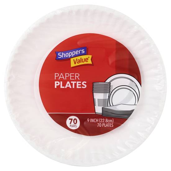 Shoppers Value 9 Inch Value Paper Plates (70 ct)