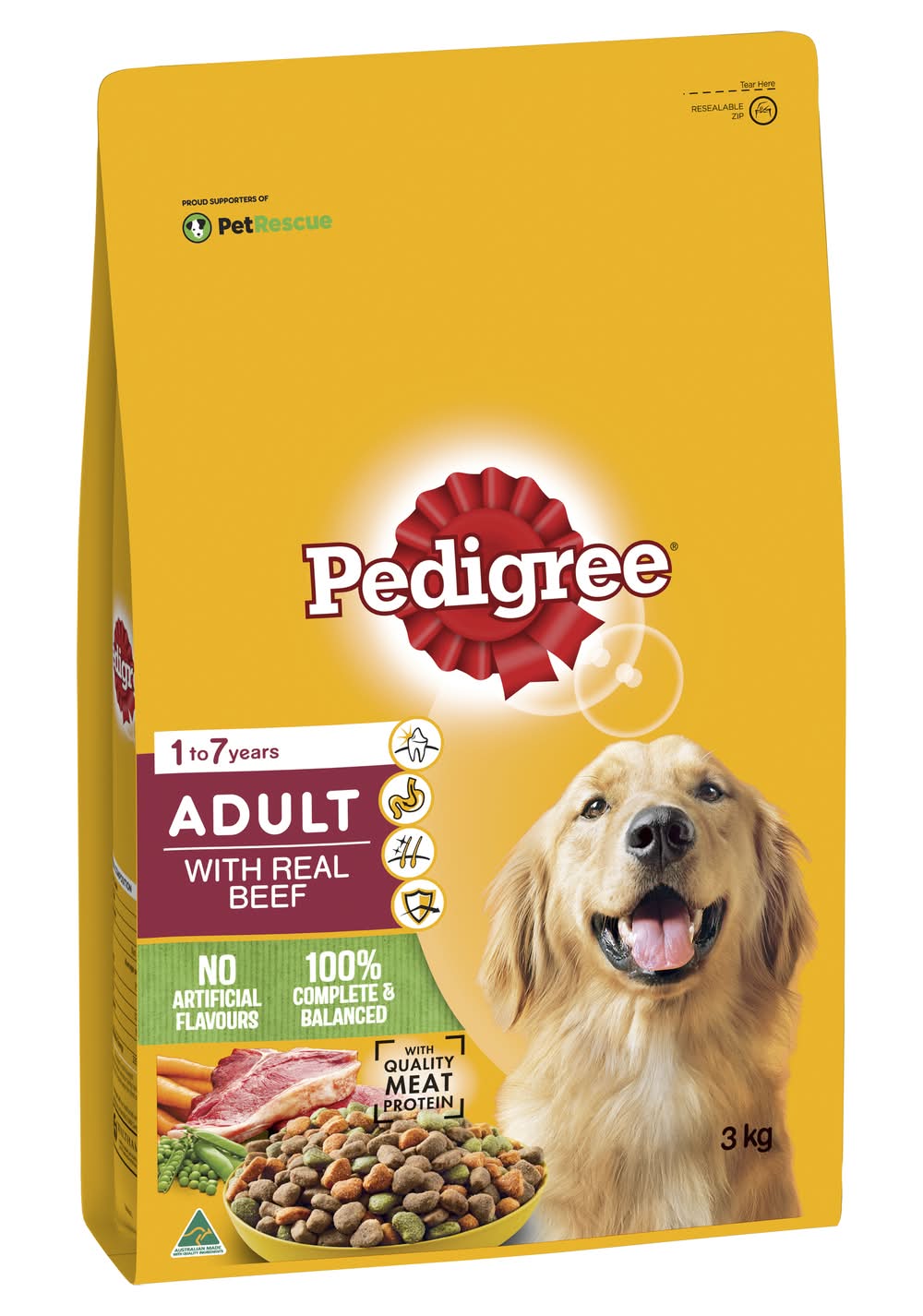 Pedrigree Dry Dog Food Real Beef 3kg