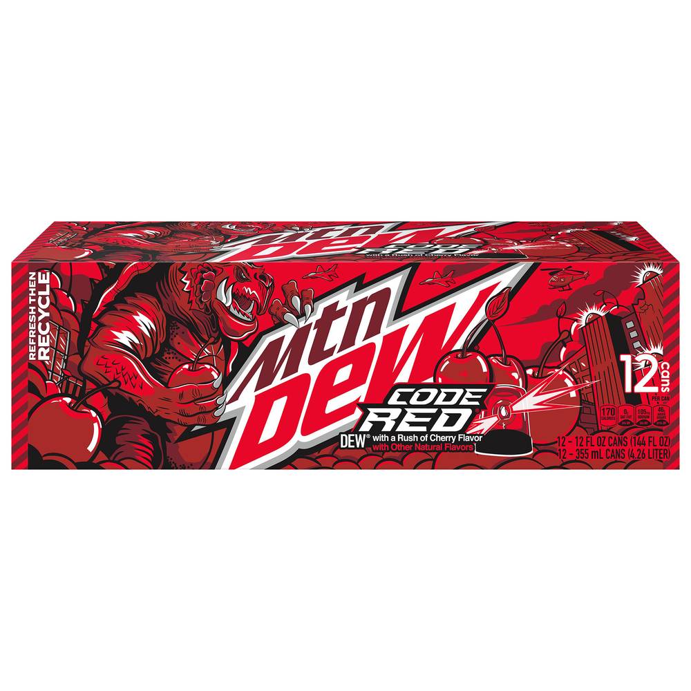 Mtn Dew Code Red Soda (12 ct, 12 fl oz) (cherry)