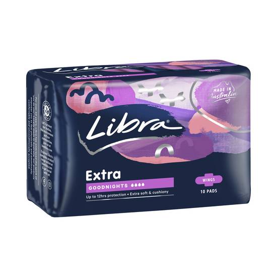 Libra Goodnights Extra Long With Wings Pads 10pk