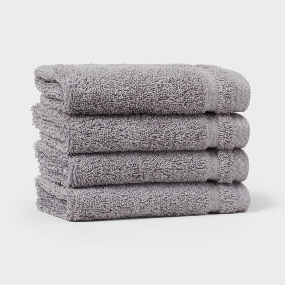 Threshold Total Fresh Antimicrobial Washcloth Set, 13x13 in, Dark Grey (4 ct)