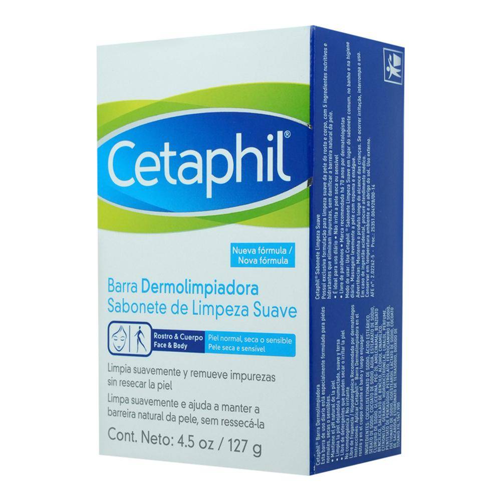 Cetaphil barra dermolimpiadora para cuerpo y rostro (caja 127 g)