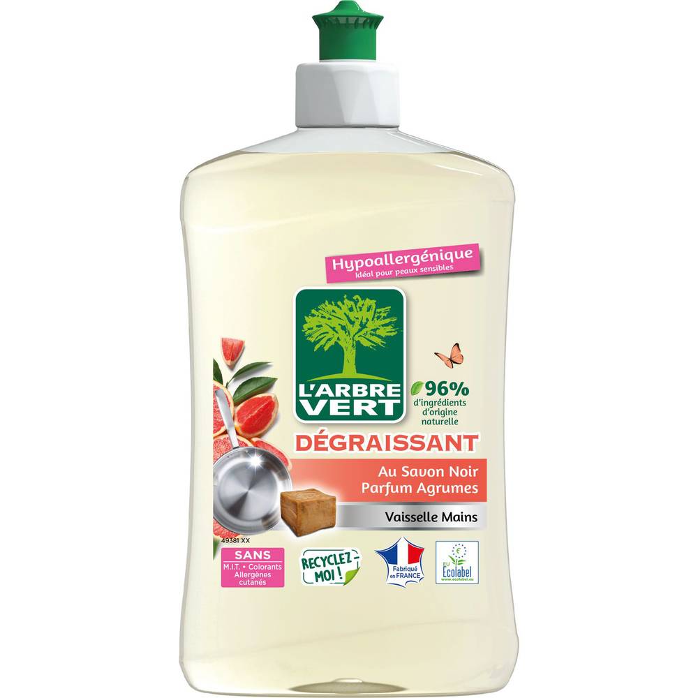 L'arbre Vert - Liquide vaisselle mains dégraissant parfum agrumes (500 ml)