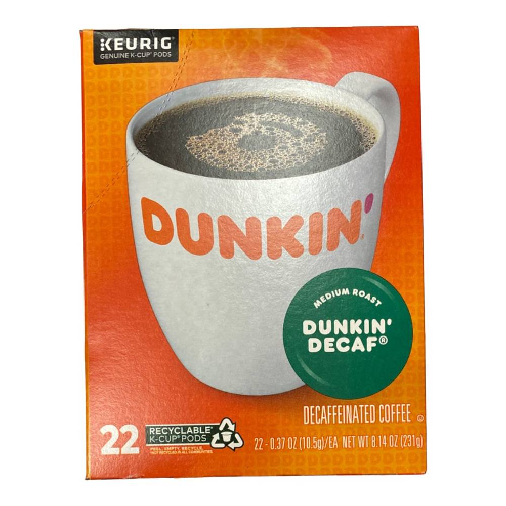 Dunkin' Decaf Medium Roast Cofee K-Cup Pods (22 ct, 0.37 oz)