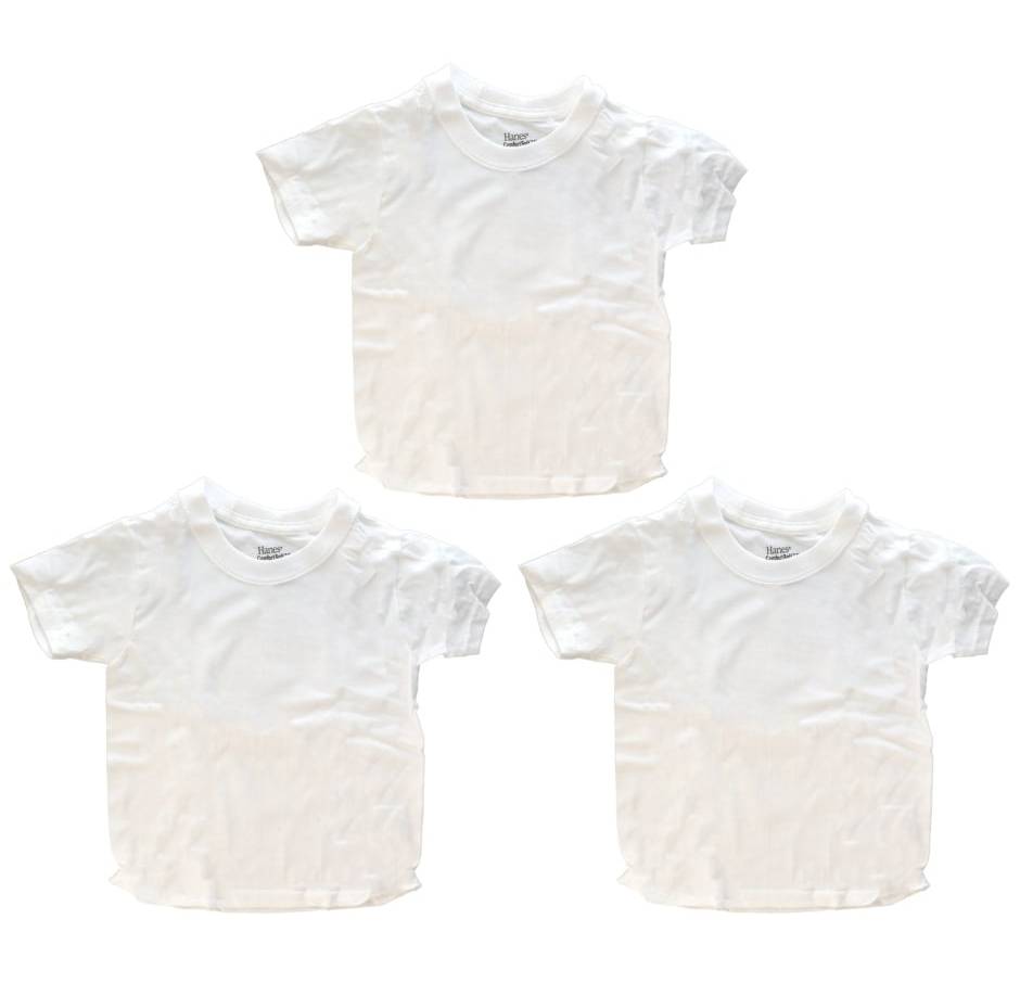 Hanes Boy's Crew T-Shirts, 2T, White (3 ct)