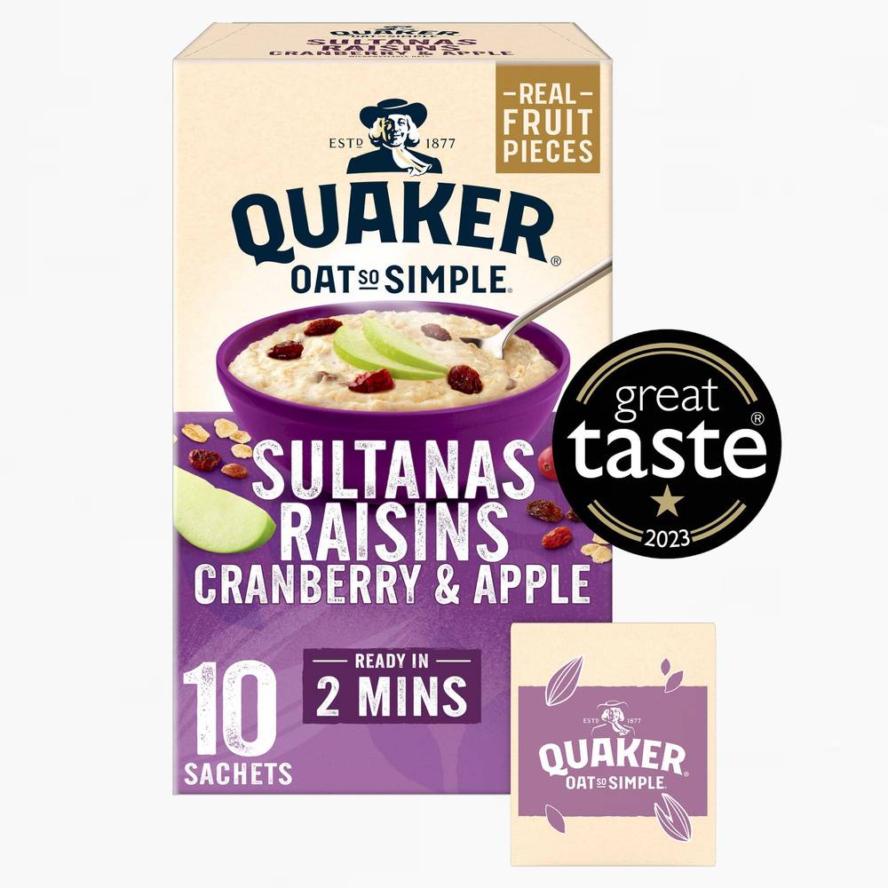 Quaker Oat So Simple Sultanas & Raisins Porridge Sachets 10x38.5g