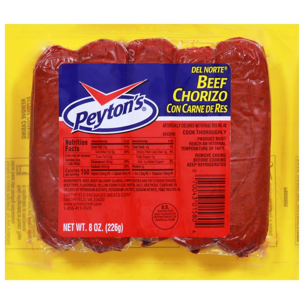 Peyton's Del Norte Beef Chorizo (8 oz)