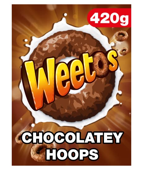 Weetos Chocolate, Crunchy Wheat Hoops Cereal (420g)