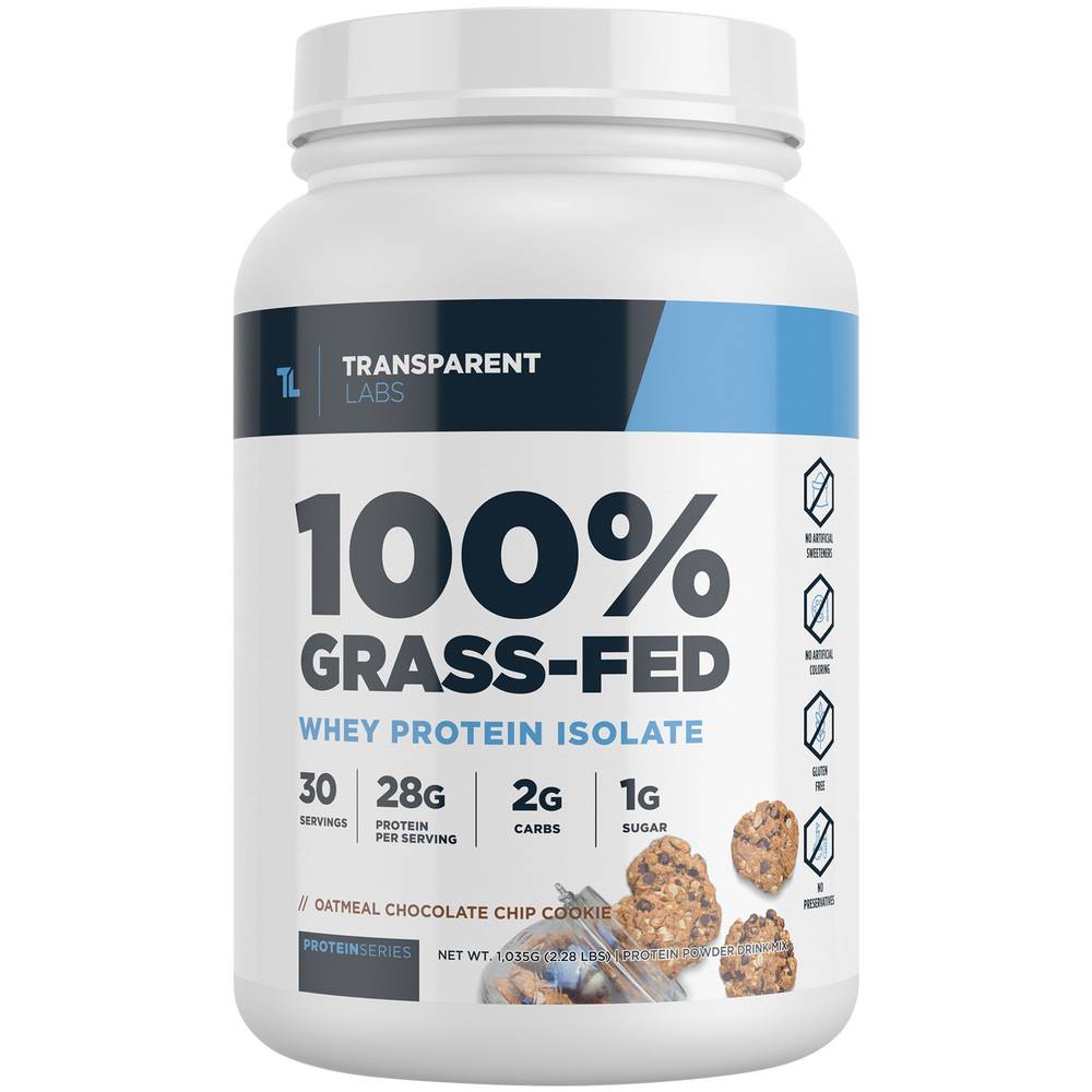 Transparent Labs 100% Grass Fed Whey Protein Powder Drink (2.28 lb) (oatmeal chocolate chip cookie)