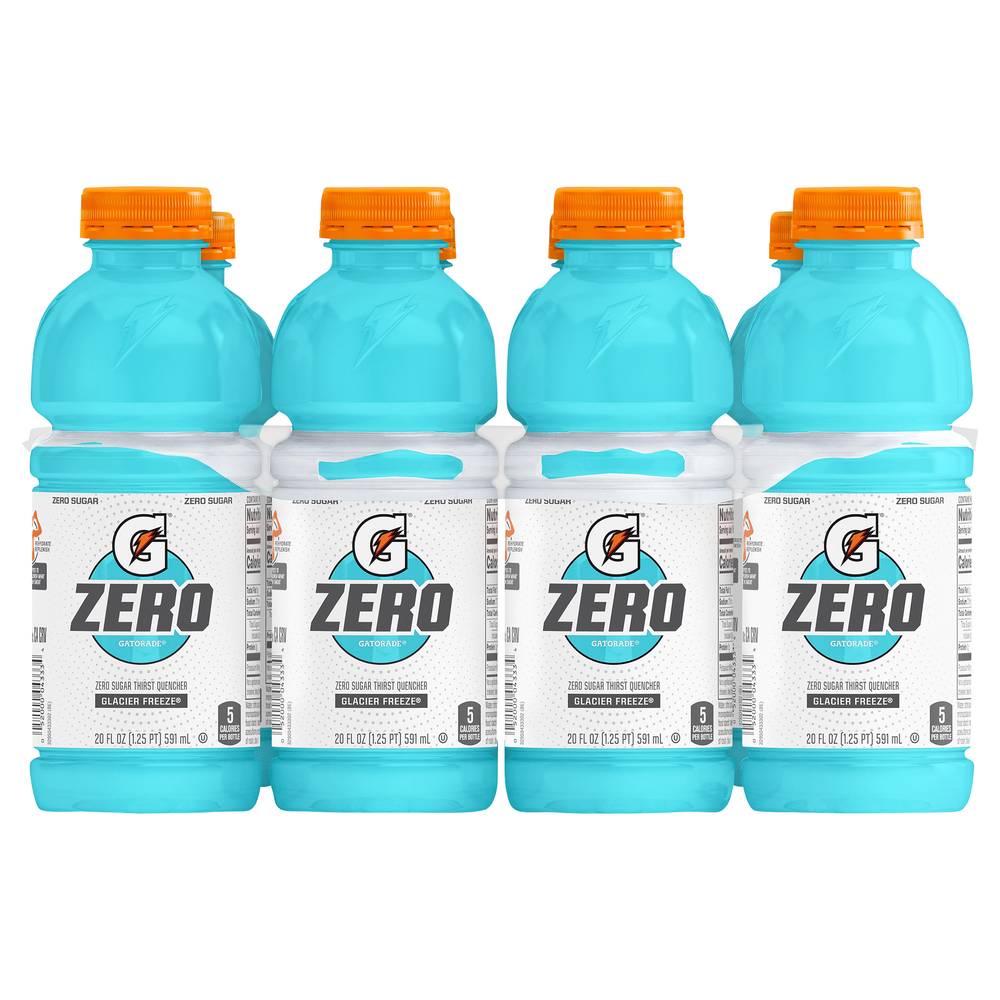 Gatorade Zero Sugar Thirst Quencher Sports Drink, Glacier Freeze (8 x 20 fl oz)