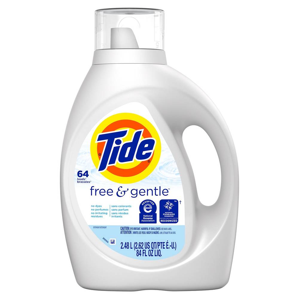 Tide Free & Gentle Liquid Laundry Detergent, 64 Loads, 84 Oz