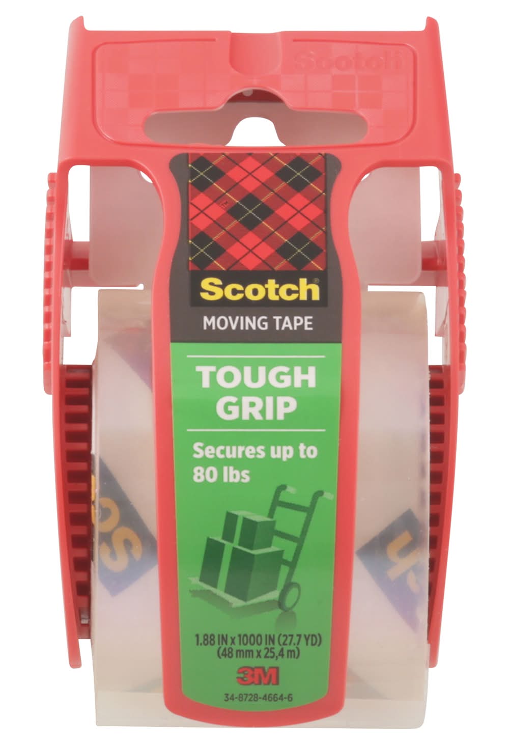 Scotch 3M Tough Grip Moving Packaging Tape, 1.88x1000 in, Transparent