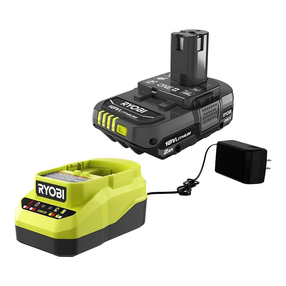 Ryobi One+ 18V Lithium-Ion 2.0 Ah Compact Battery And Charger Starter Kit