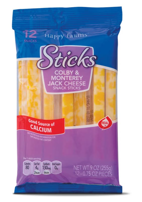 Happy Farms Colby & Monterey Jack Cheese Snack Sticks (12 x 0.75 oz)
