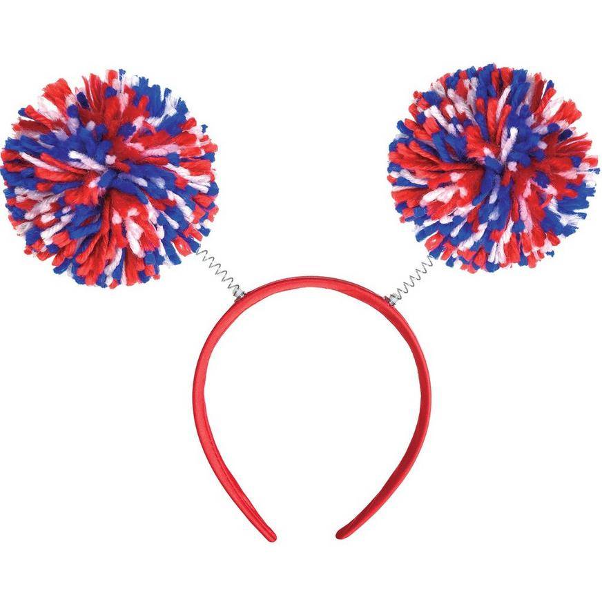 Patriotic Pom Pom Head Bopper (red/white/blue)