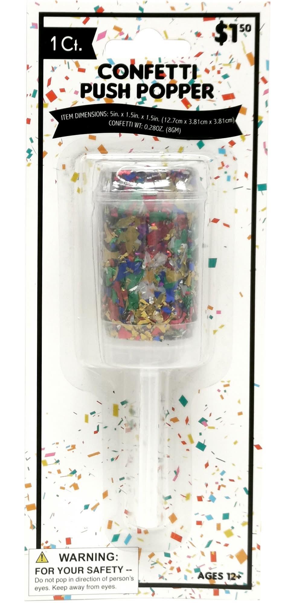 Confetti Push Popper Red