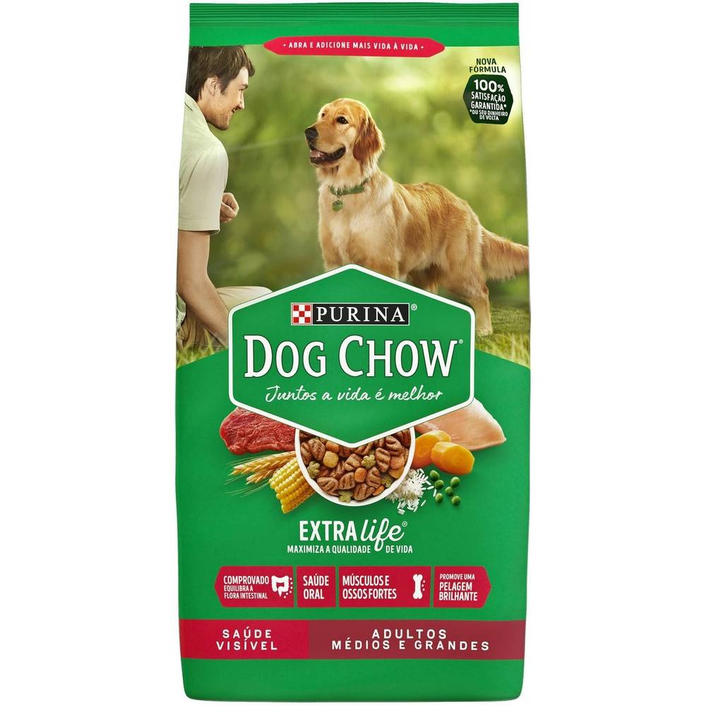 Dog chow ração para raças médias e grandes (1kg)