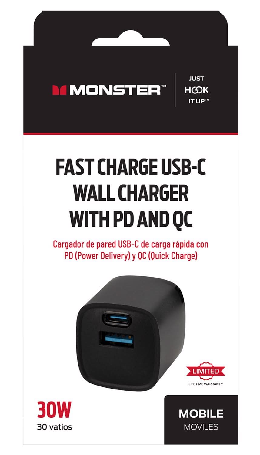 Monster Just Hook It Up 2 Port Usb A/C Wall Charger 1 Pk