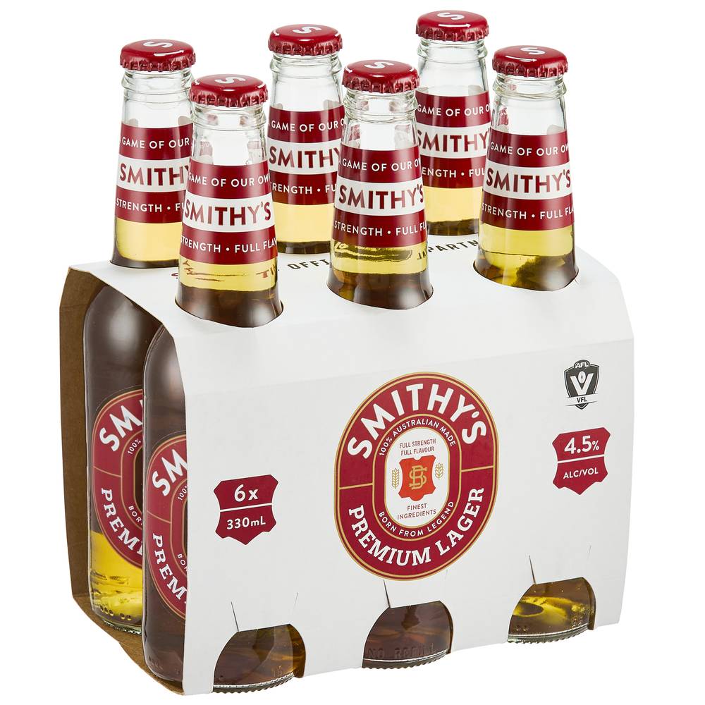 Smithy's Premium Lager Bottle 330mL X 6 pack