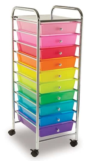 Simply Tidy Storage Trays Rolling Cart, Assorted (10 ct)
