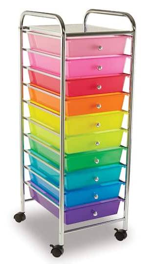 Simply Tidy Storage Trays Rolling Cart, Assorted (10 ct)