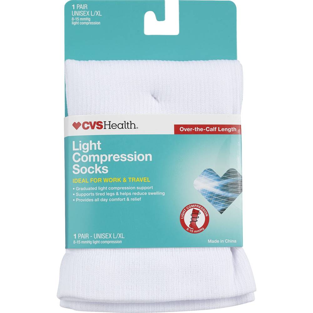 Cvs Health Light Compression Socks Over-The-Calf Unisex, 1 Pair, L/Xl, Black