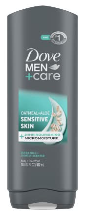 Dove Sensitive Skin Body + Face Wash, Oatmeal-Aloe, Men (18 fl oz)