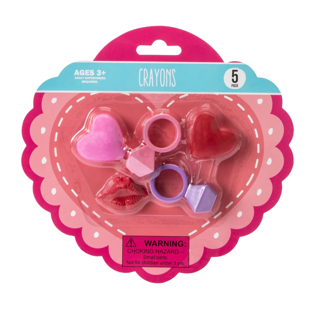 Valentine's Day Crayons 5-Pack Valentines Crayons