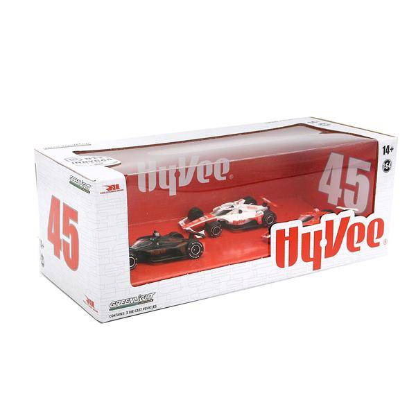 NTT INDYCAR Series 2022 (Pack of 3) Race Cars 1:64 #45 Jack Harvey HY-VEE White, Red & Black
