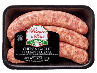 Bianco Cheese Garlic Pork Sausage - 1 Lb