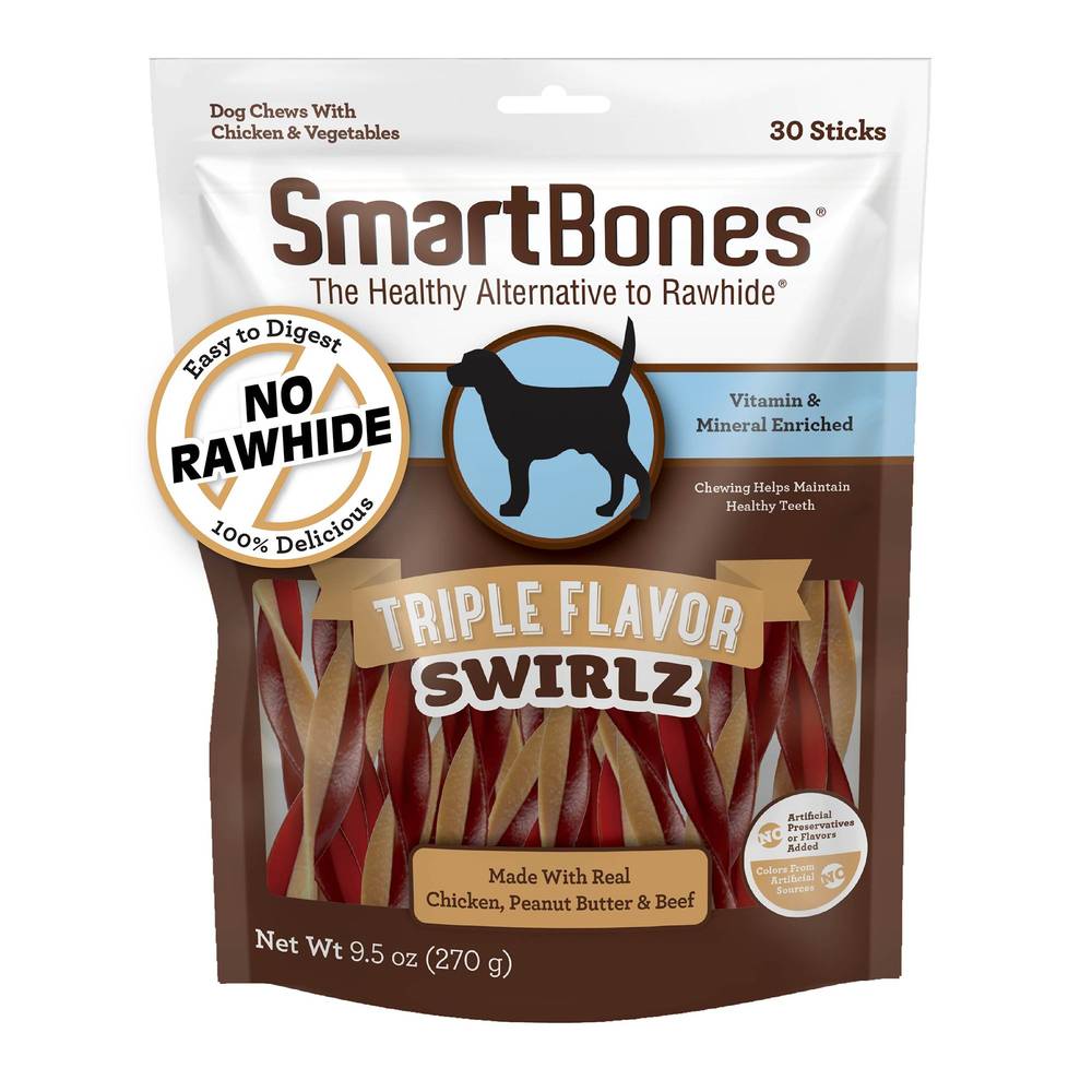 SmartBones Triple Flavor Swirlz Dog Chew Sticks (9.5 oz, 30 ct)