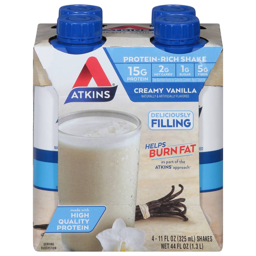 Atkins Creamy Vanilla Protein-Rich Shake (4 x 11 fl oz)