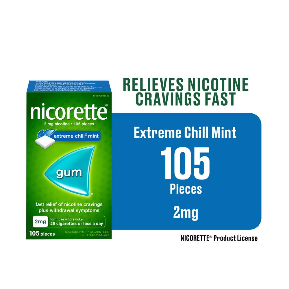 Nicorette Nicotine Polacrilex Gum 2 mg Extreme Chill Mint