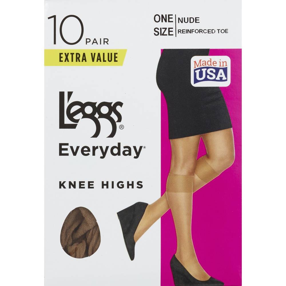 L'eggs Everyday Knee Highs One Size Reinforced Toe, Nude
