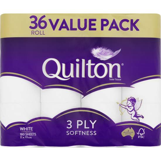 Quilton White 3 Ply Toilet Tissue (36 Pack)