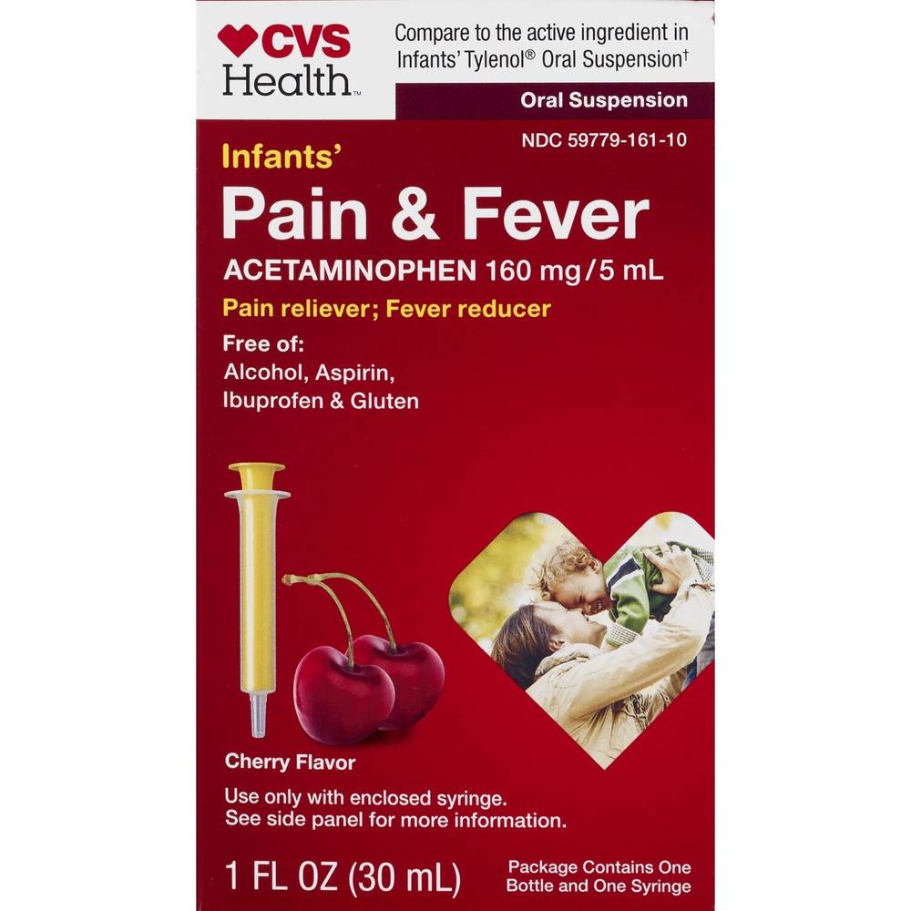 CVS Health Infants' Acetaminophen Pain Reliever & Fever Reducer Oral Suspension, Cherry, 1 FL OZ