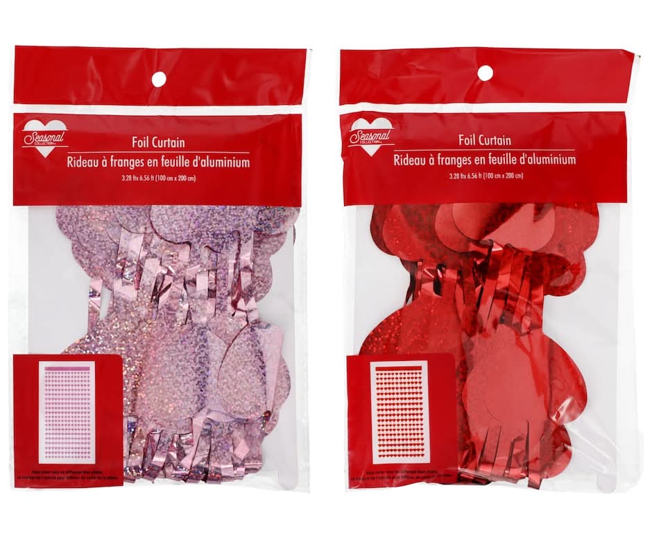 Foil Ceiling Curtain, Red/Pink