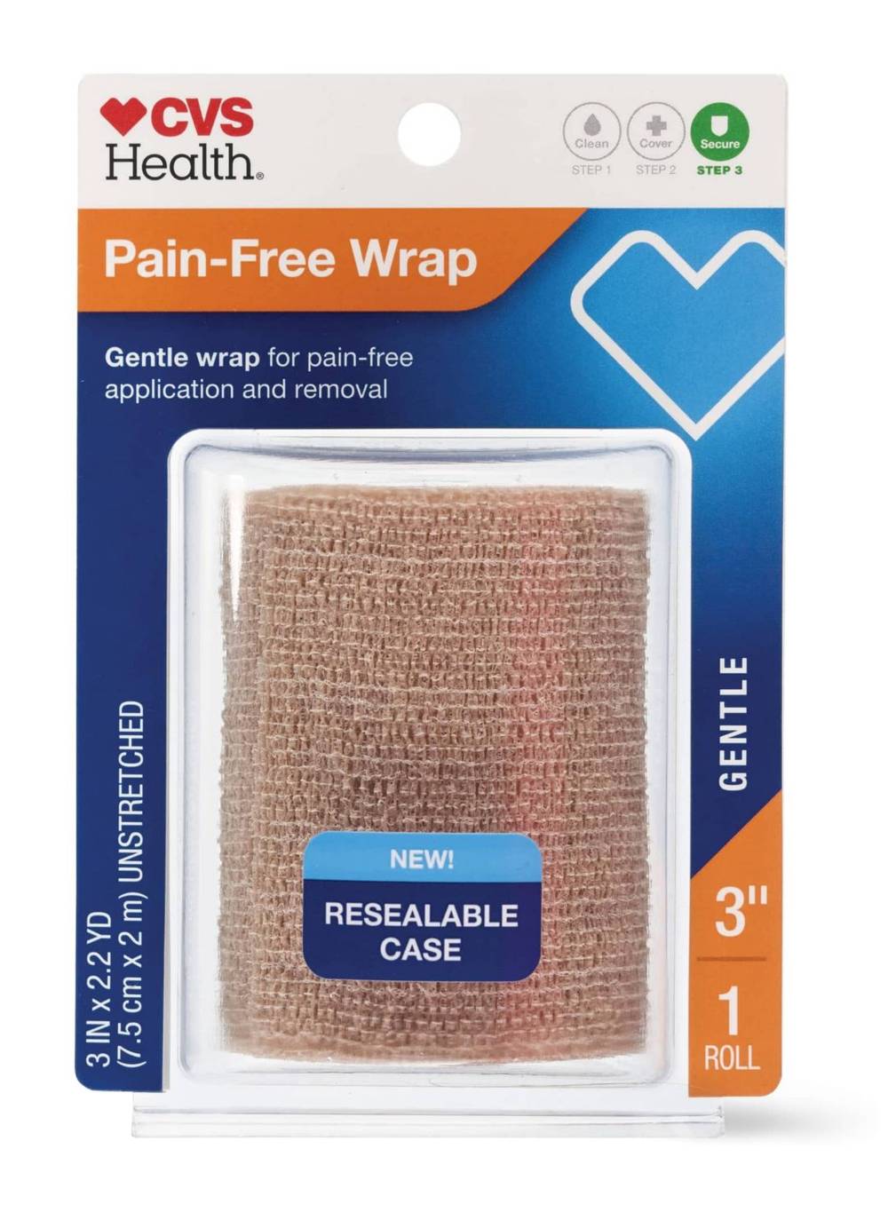 Cvs Health Pain-Free Gentle Wrap, 3", Beige, 1 Ct