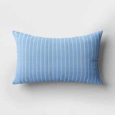 10"x17" Pin Stripe Rectangular Outdoor Lumbar Pillow Blue - Room Essentials™: UV & Water-Resistant, Recycled Polyester