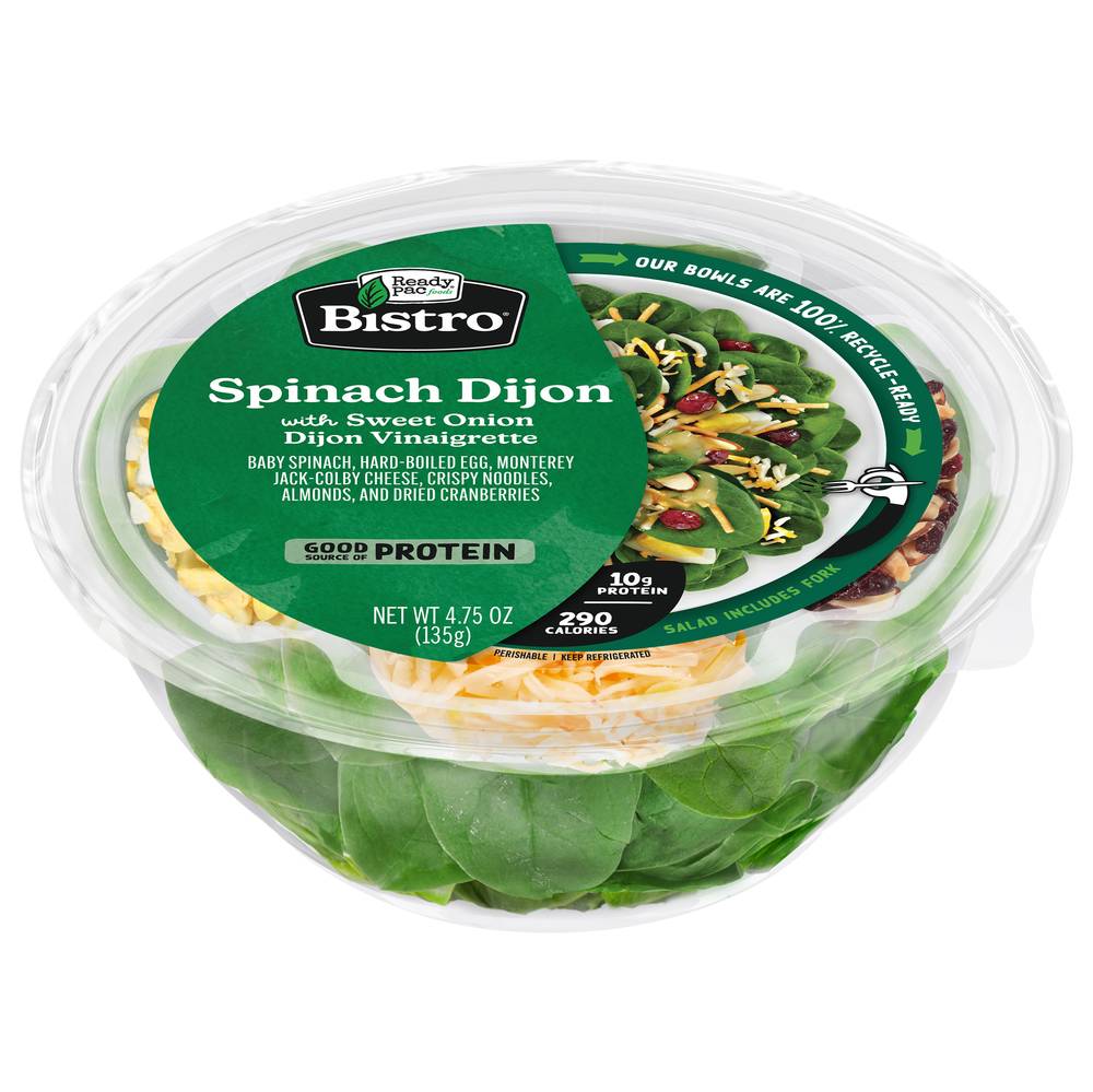 Bistro Spinach Dijon Salad With Sweet Onion Dijon Vinaigrette