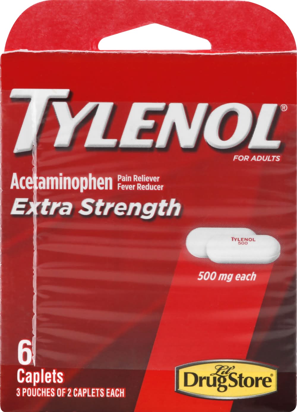 Tylenol 500 Mg Extra Strength Acetaminophen Pain Reliever (1 oz, 6 ct)