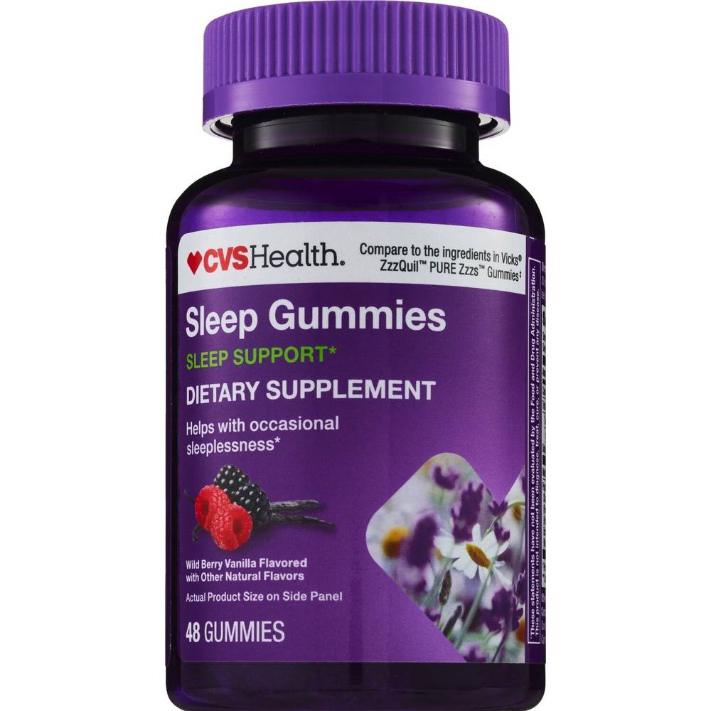CVS Health Sleep Gummies Sleep Support, Wild Berry Vanilla, 48 CT