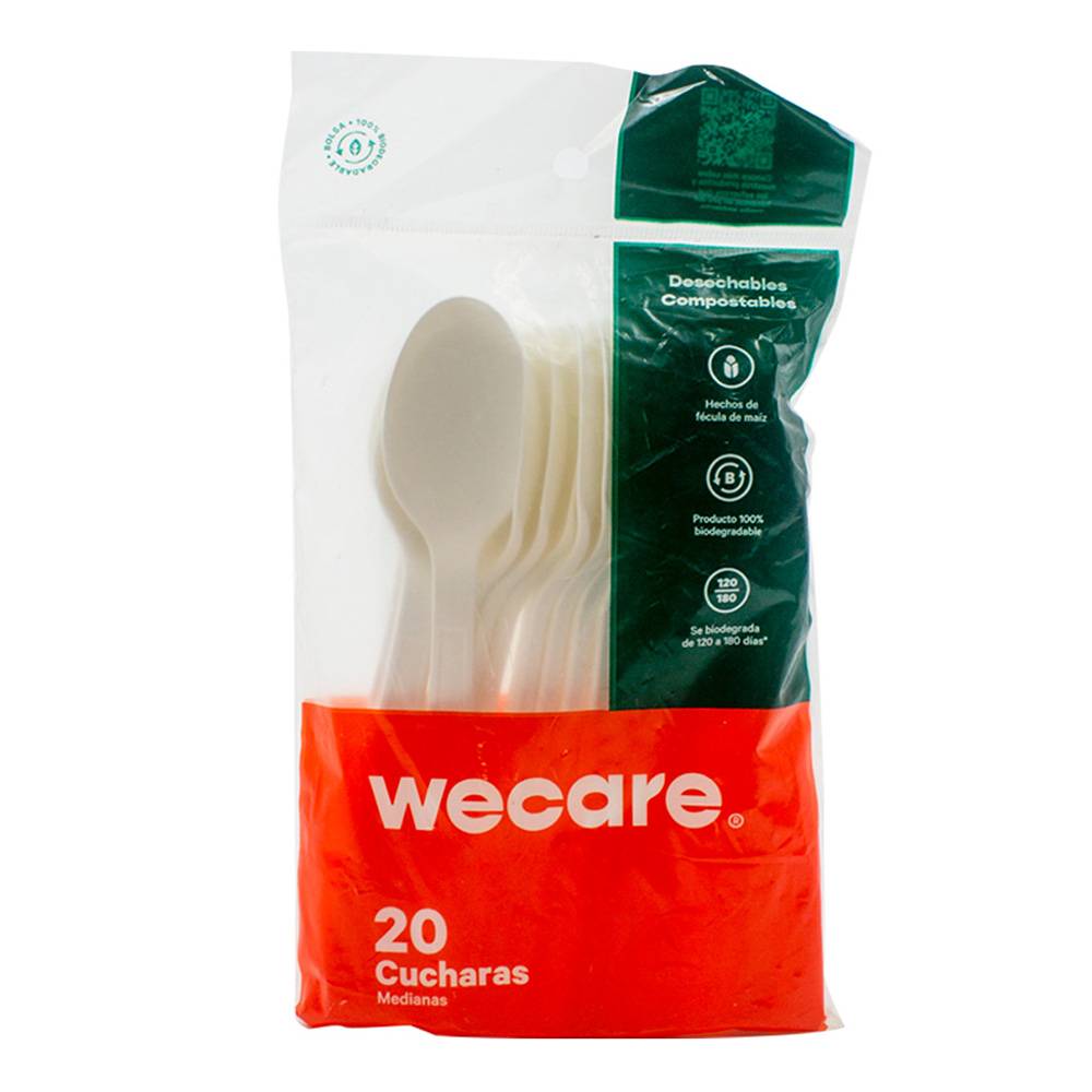 We care cucharas desechables biodegradables (bolsa 20 piezas)