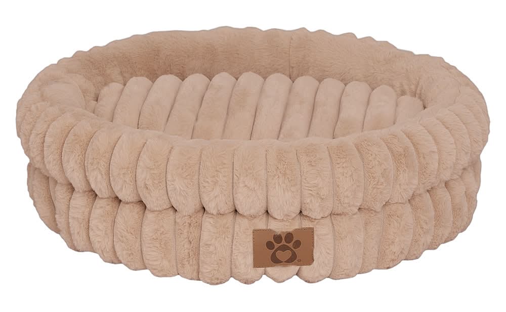 Heart to Tail Ribbed Cuddler Pet Bed - Cream