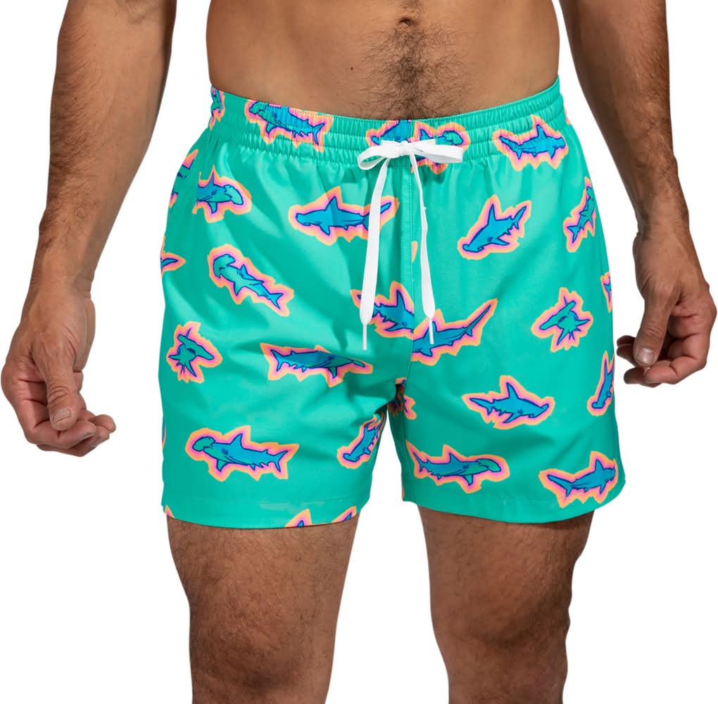 Chubbies The Apex Swimmers Classic Swim Trunks, Men, L, Teal Sharks
