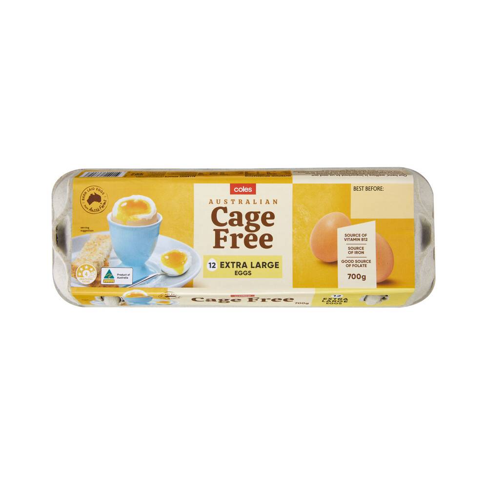 Coles Cage Free Eggs 12 pack 700g